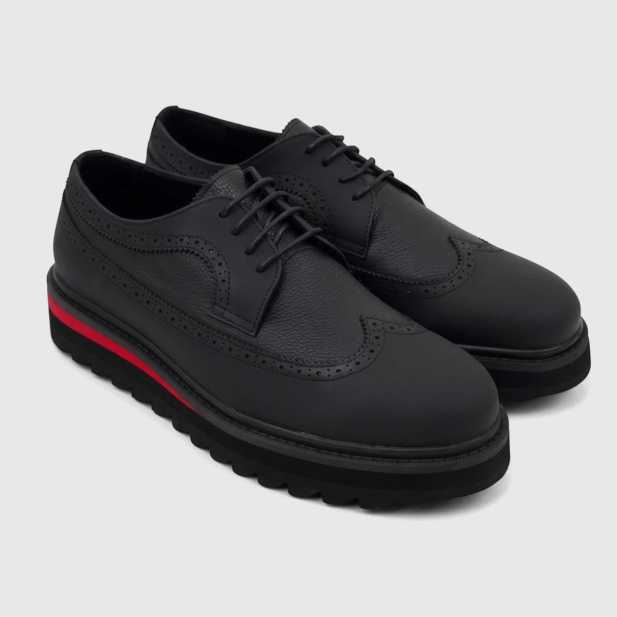 Babucci Men's Leather Chunky Sole Lace Up K25LF280A-1 Black BAB036