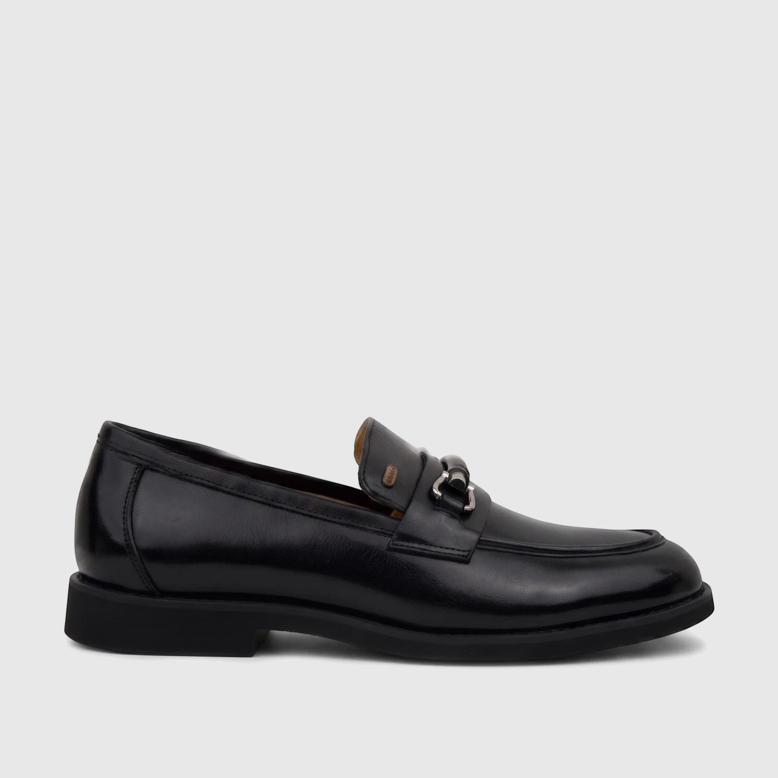 Barker Men's Dress Slip On Samuel 61.BGS518A loafer shoe in black patent leather, featuring a metallic bit detail.