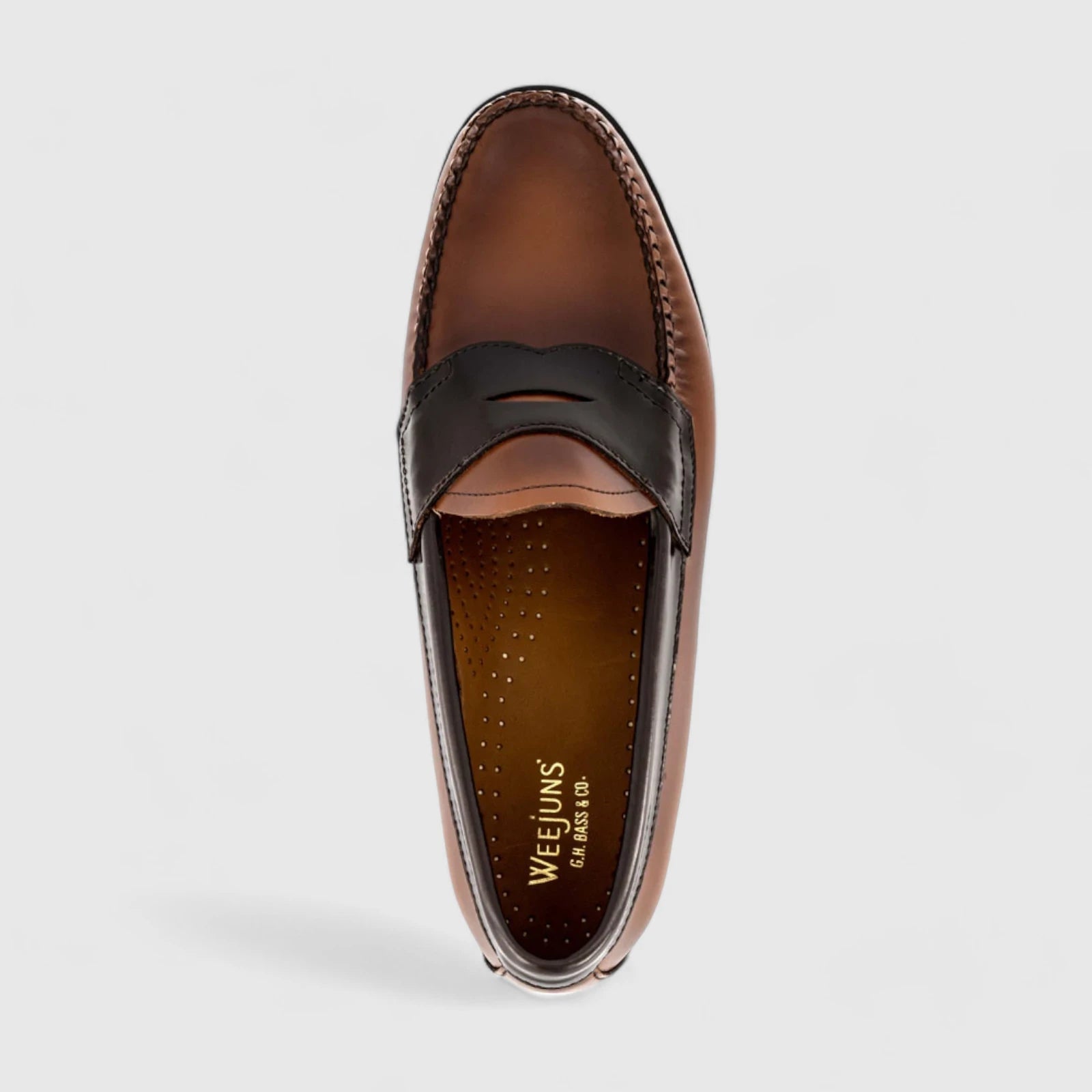 Bass Logan 2 Tone 11034 Tan/Dark Brown Loafers | familyshoecentre
