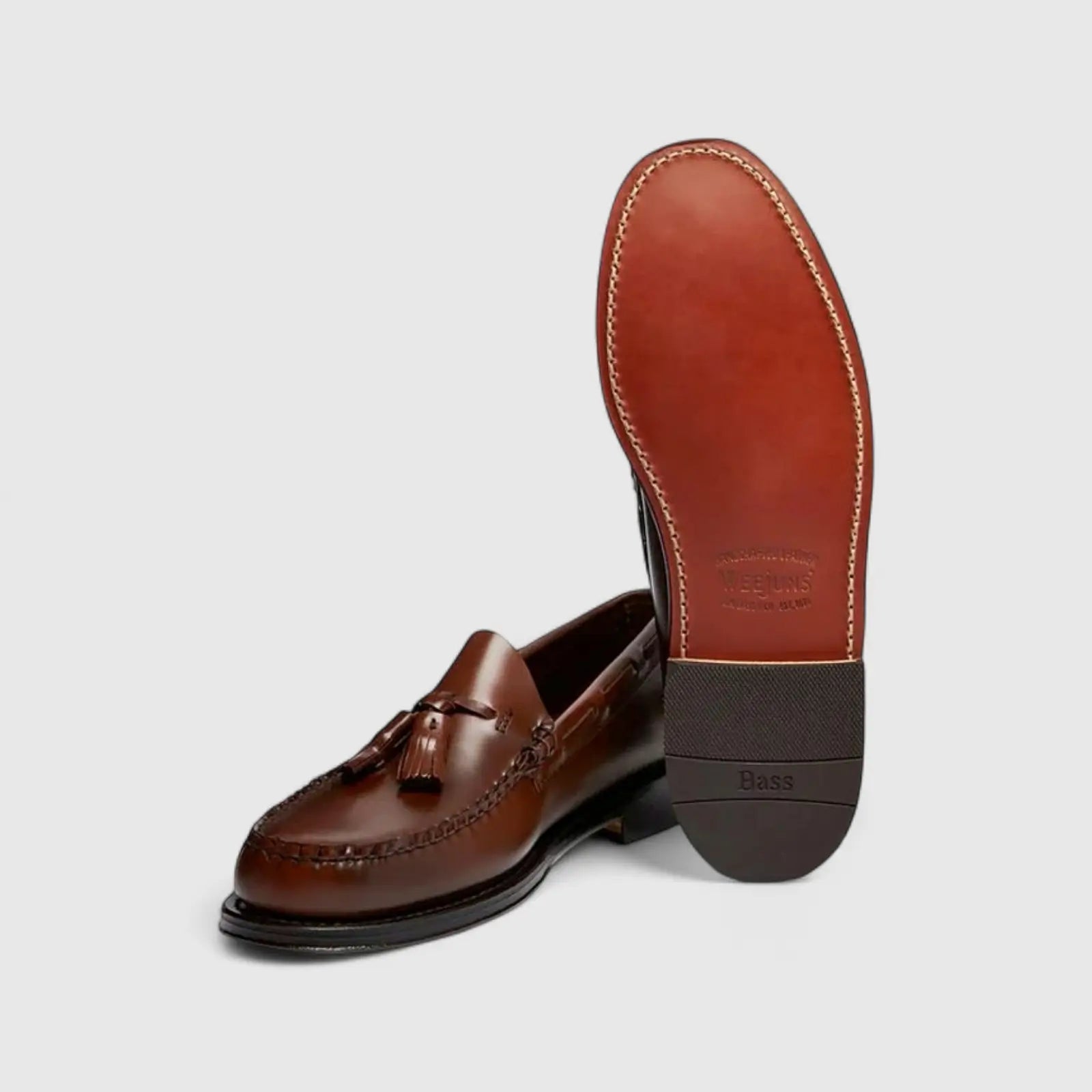 Bass Men's Loafer Weejun Larkin Moc Tassel BA11015E Mid Brown BF11