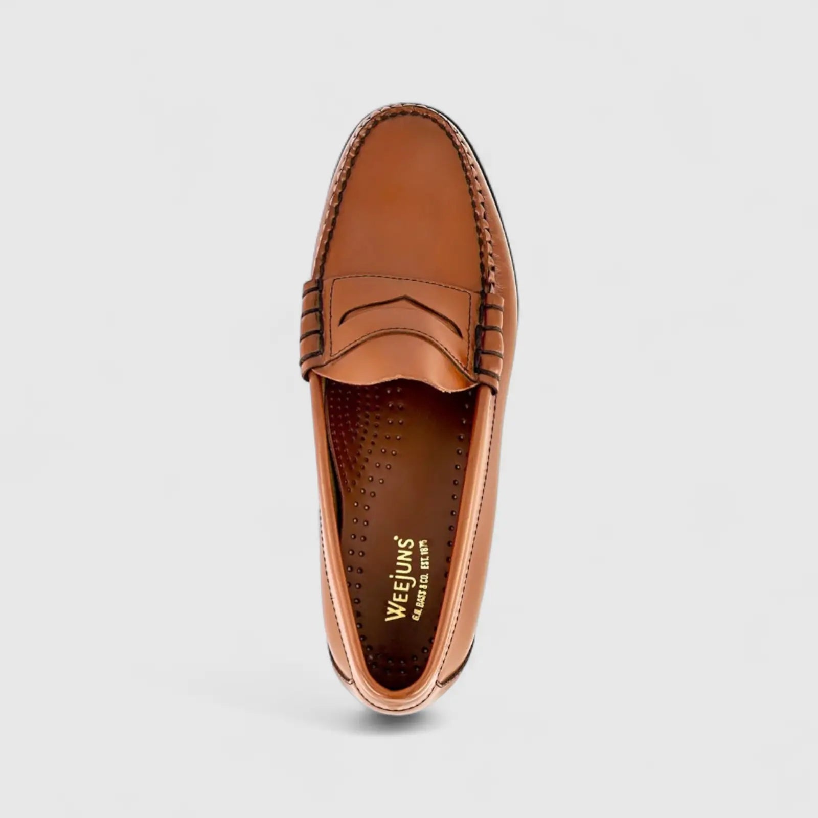 Bass Men's Loafer Weejun Larson Moc Penny BA11010 Mid Brown BF9