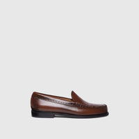 Men's brown leather Venetian brogue loafers with subtle perforations and a classic penny strap design.