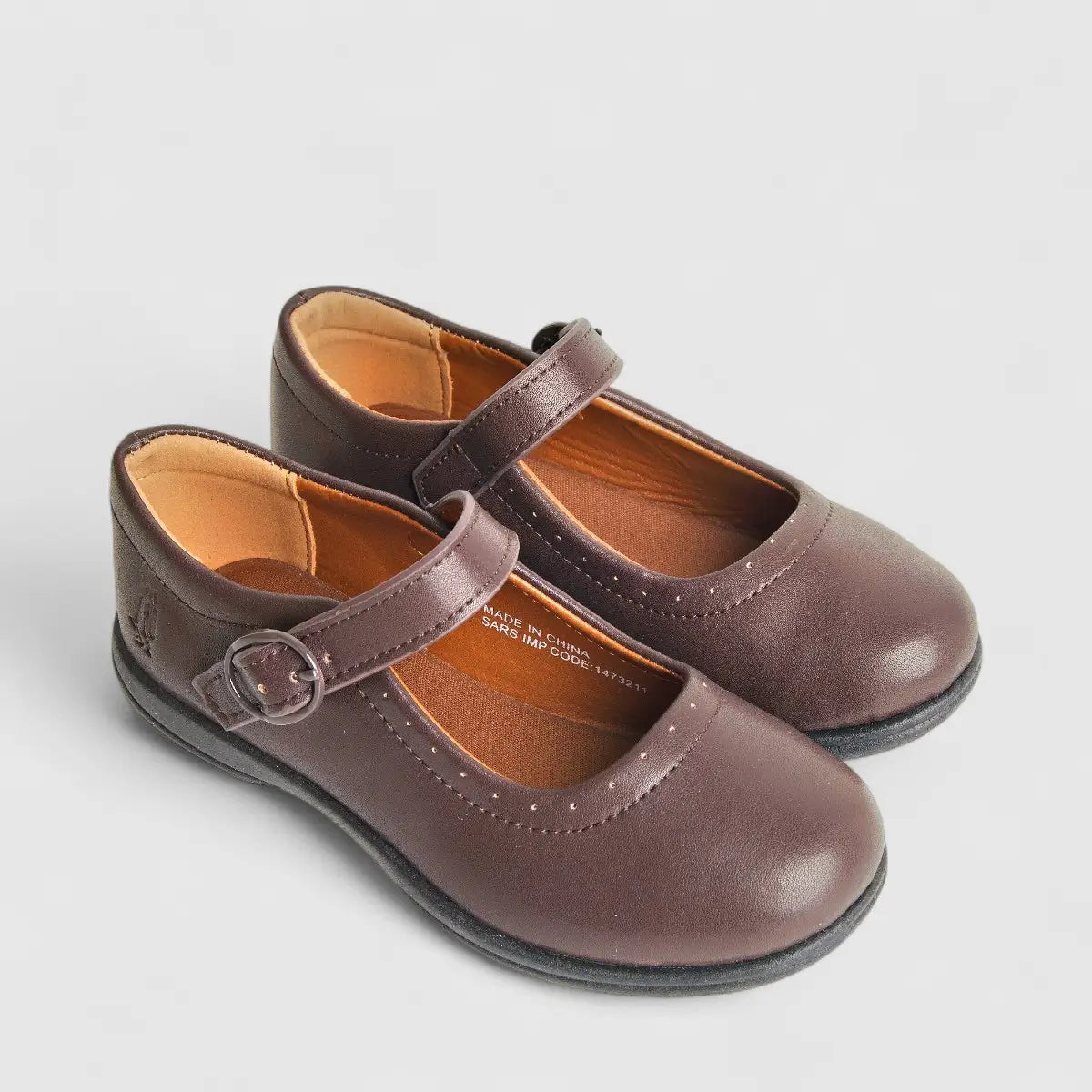 Scala Girls Kids (UK9 TO UK1) Mary Jane Buckle School Shoe HPK00014 Brown HG6