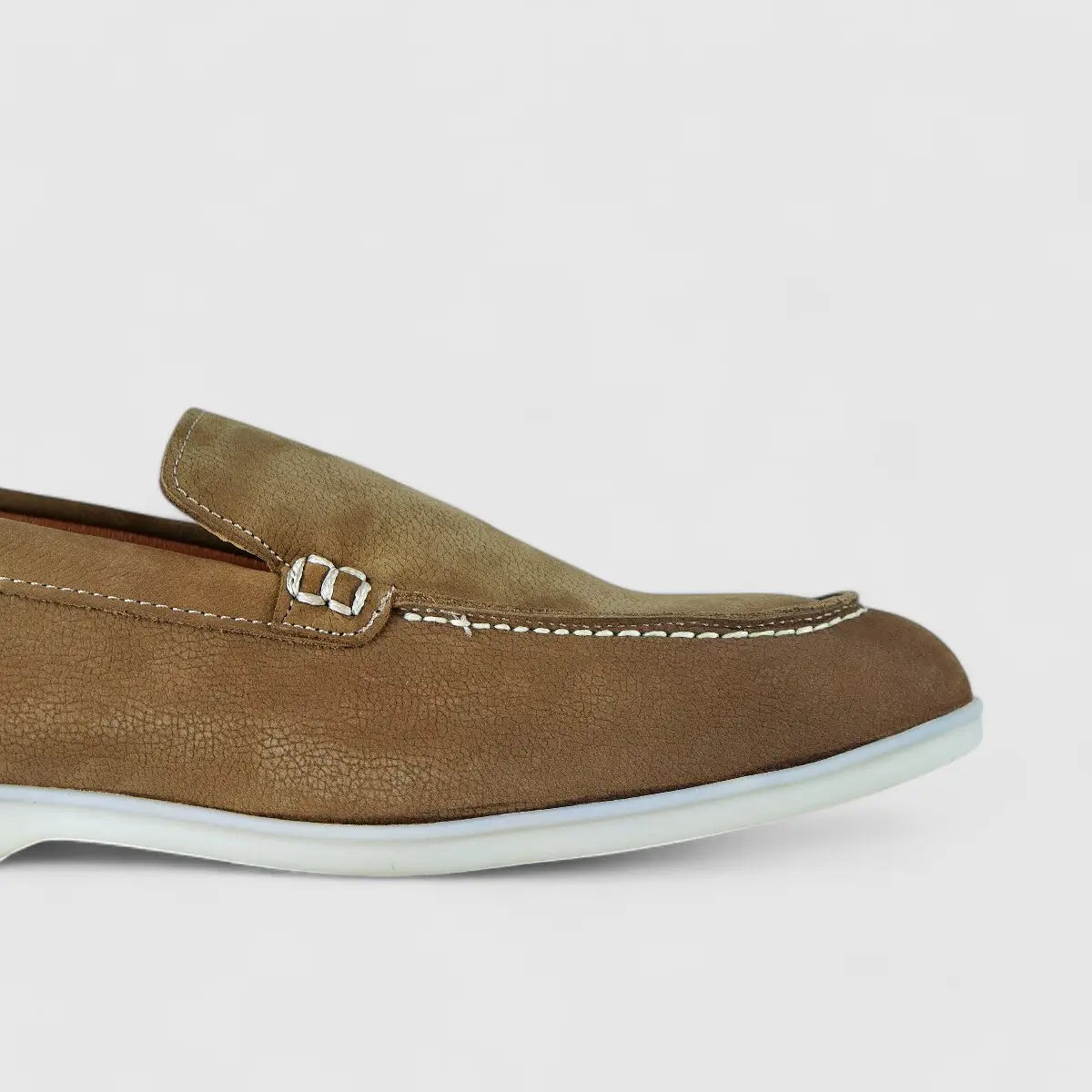 Bulletti Leather Nubuck Slip On Loro Beige Loafers | familyshoecentre