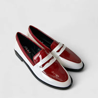 Bulbul Ladies Casual Moc LU016 White And Burgandy
