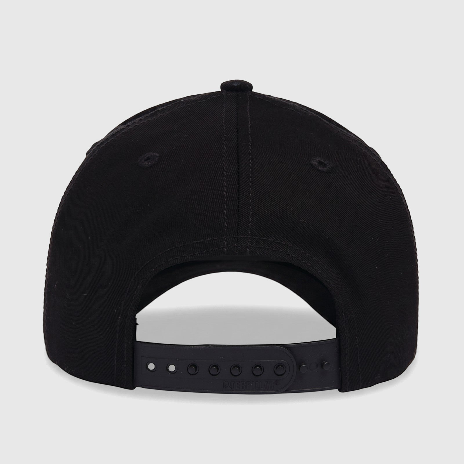 Black Cat Patch baseball cap with a snapback closure, shown from the back view, featuring a classic fabric texture.