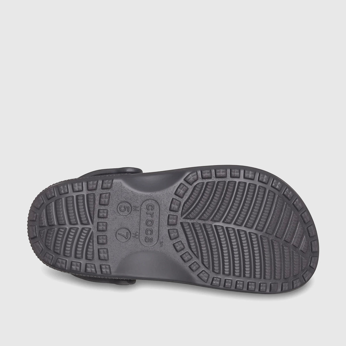 Black Crocs Classic Crafted Clog 211354-0LD sole view displaying texture and size markings.