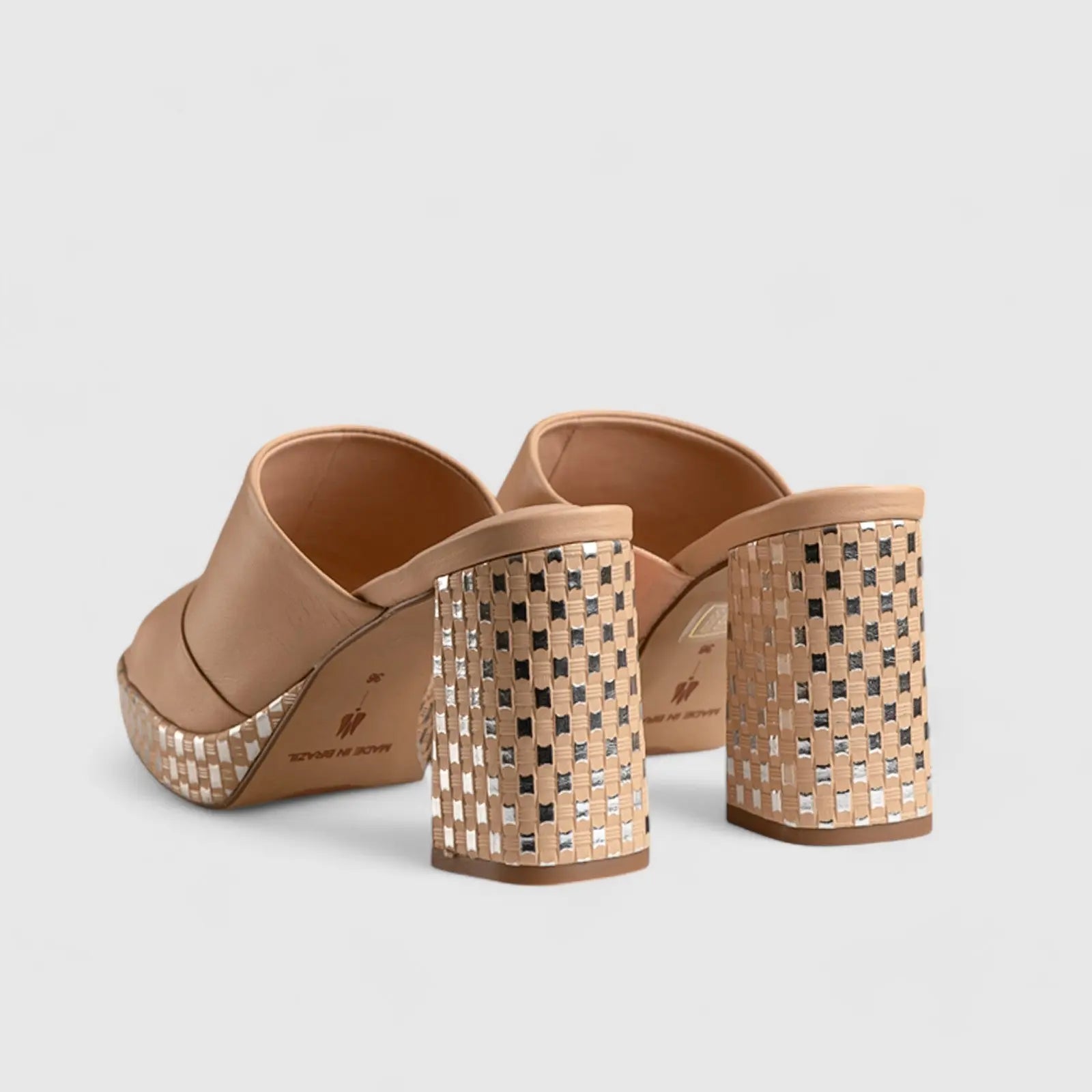 Block Heel Mule Sandal Beige 11197 Heels | familyshoecentre