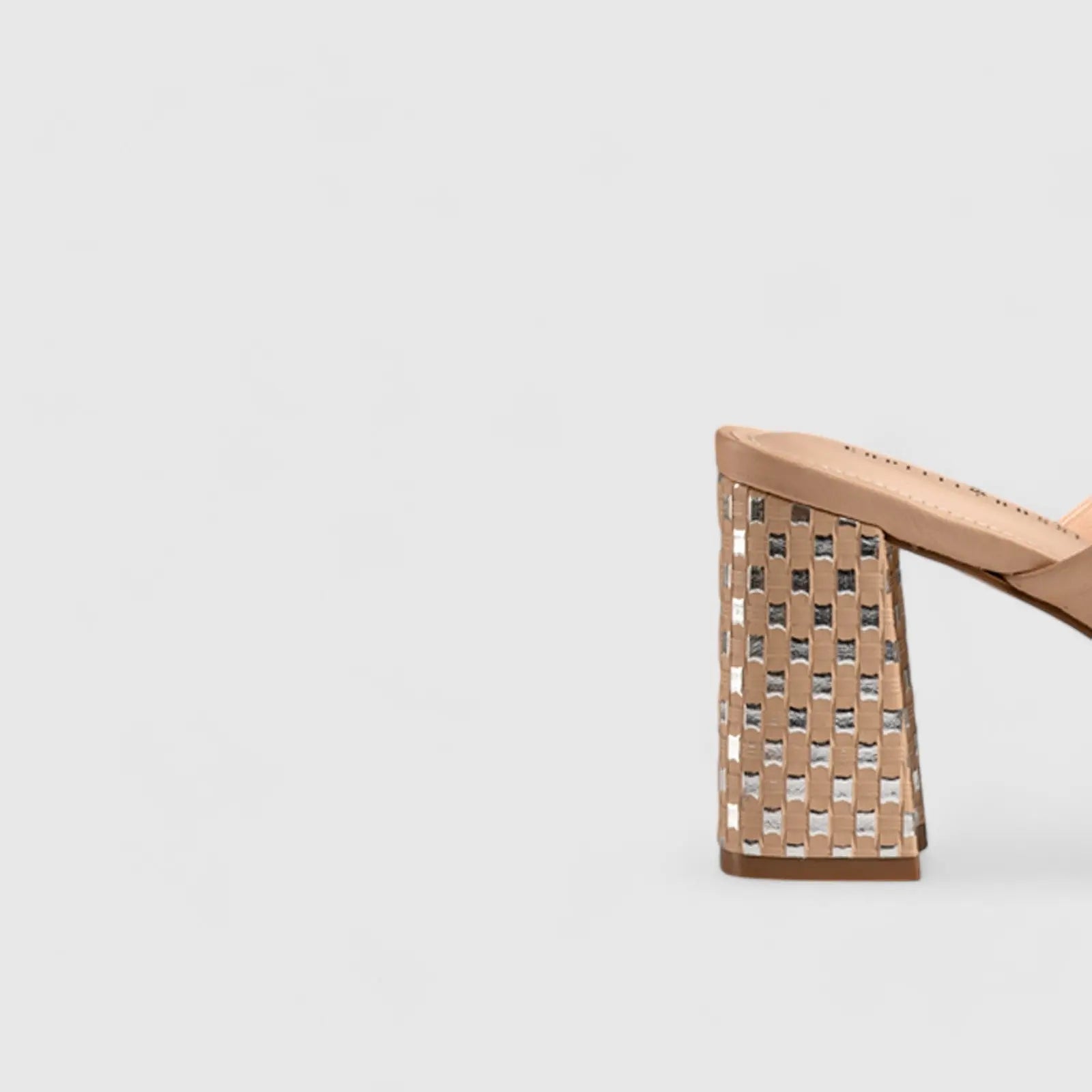 Block Heel Mule Sandal Beige 11197 Heels | familyshoecentre