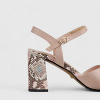 Bulbul Block Heel Sandal Beige CAR5012 Heels | familyshoecentre