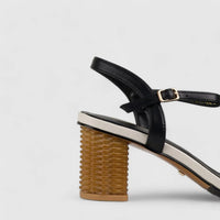 Bulbul Block Heel Sandal Black/Beige CAR5020 Heels | familyshoecentre