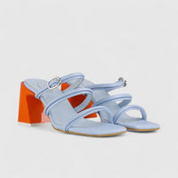 Bulbul Block Heel Sandal Blue CAR5017 Heels | familyshoecentre