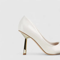 Bulbul Court Shoe White LU005 Heels | familyshoecentre
