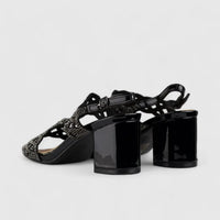 Bulbul Evening Block Heel Sandal Black LU008 Heels | familyshoecentre