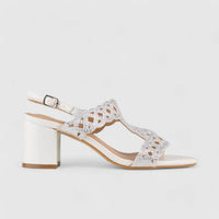 Bulbul Evening Block Heel Sandal White LU008 Heels | familyshoecentre