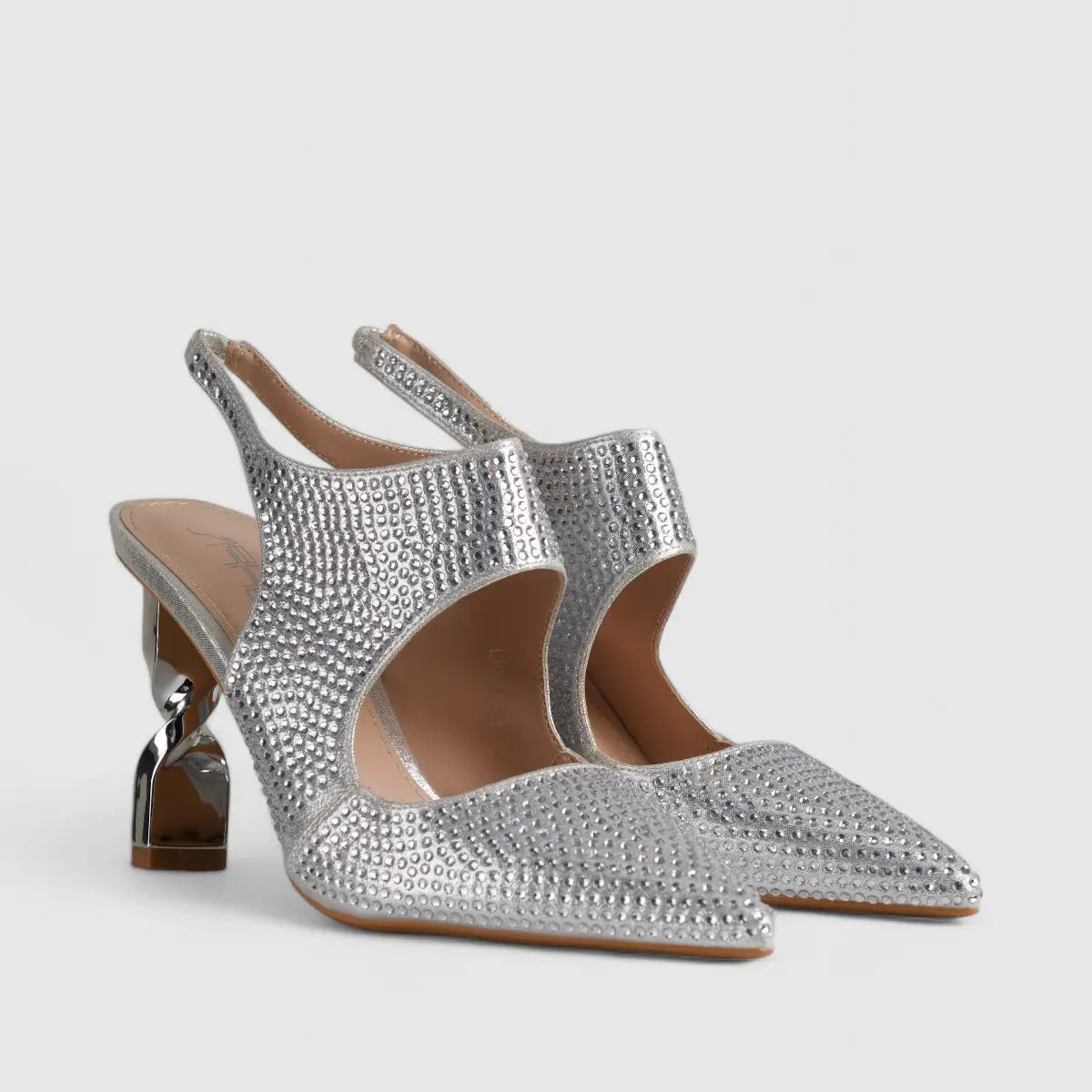 Bulbul Evening Court Shoe Silver  LI001 Heels | familyshoecentre