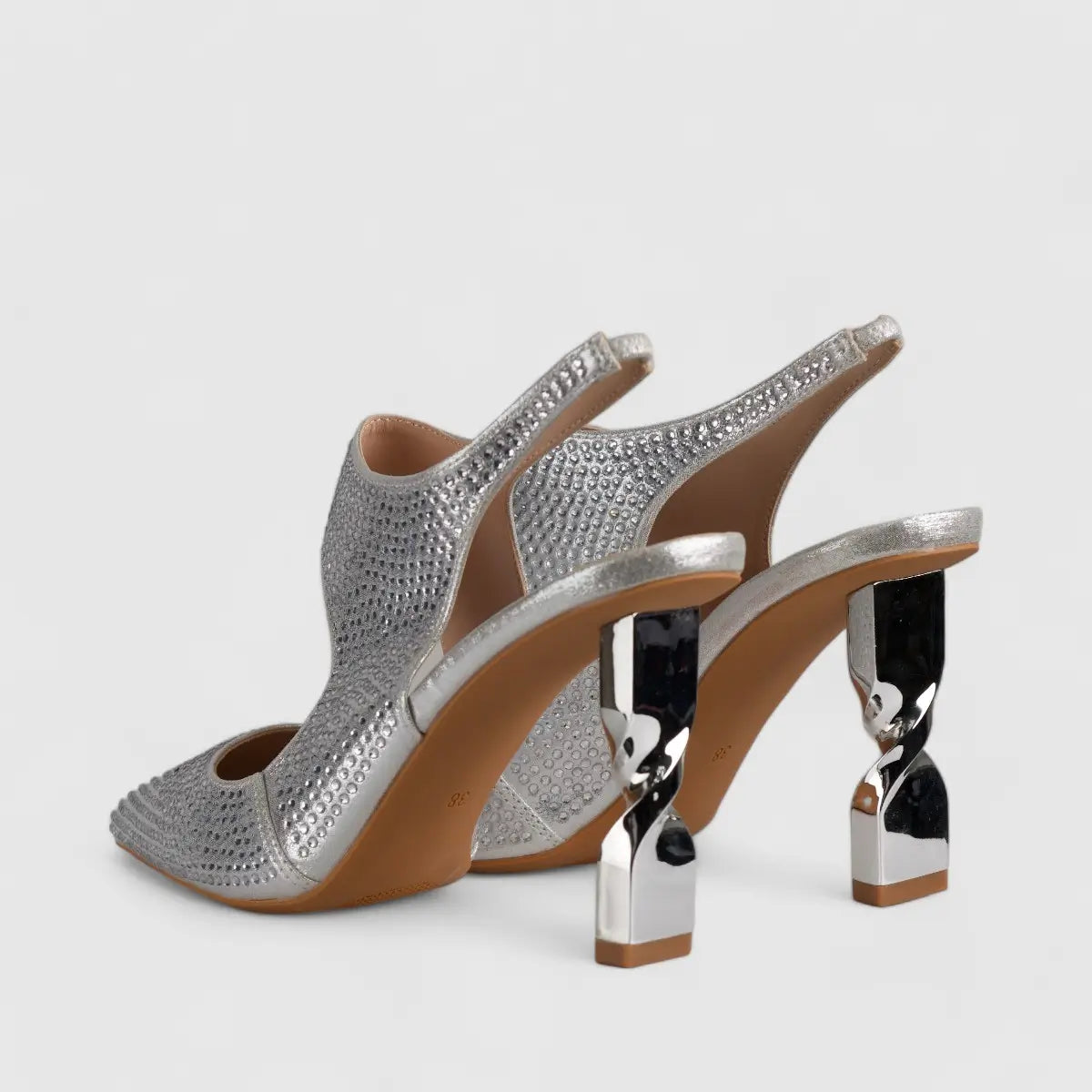 Bulbul Evening Court Shoe Silver  LI001 Heels | familyshoecentre