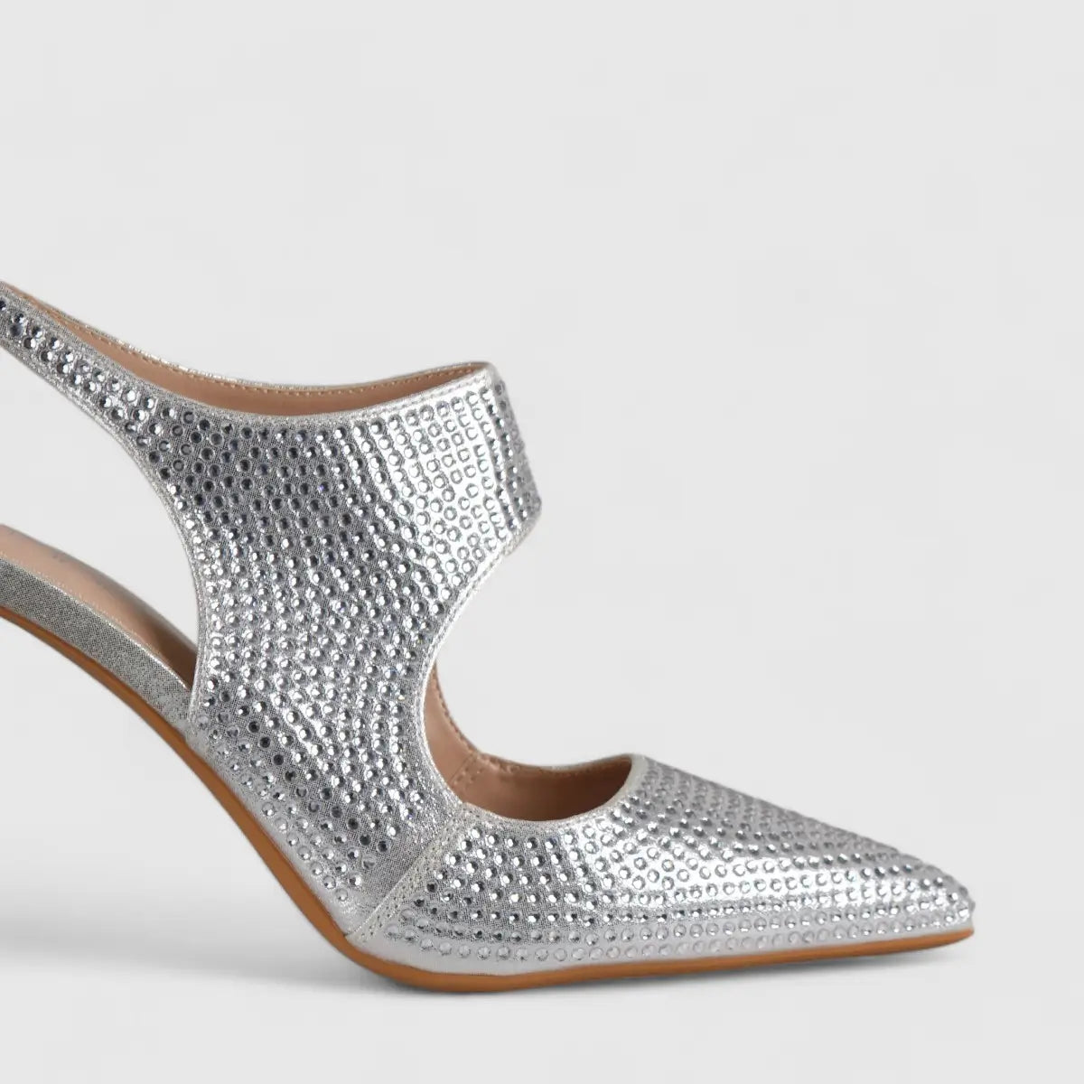 Bulbul Evening Court Shoe Silver  LI001 Heels | familyshoecentre