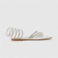 Bulbul Flat Bling Sandal White LU002 Sandals | familyshoecentre