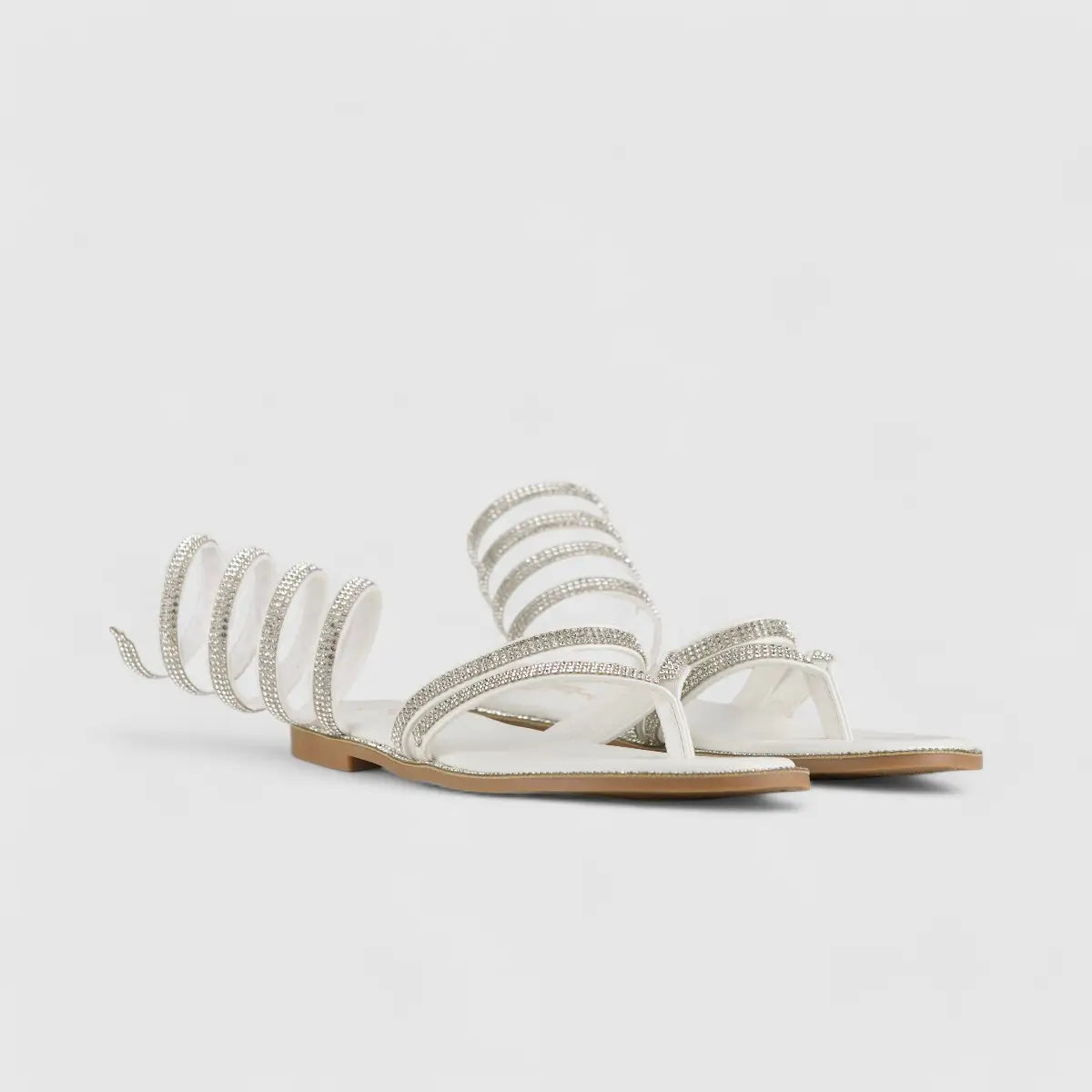 Bulbul Flat Bling Sandal White LU002 Sandals | familyshoecentre