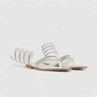Bulbul Flat Bling Sandal White LU002 Sandals | familyshoecentre