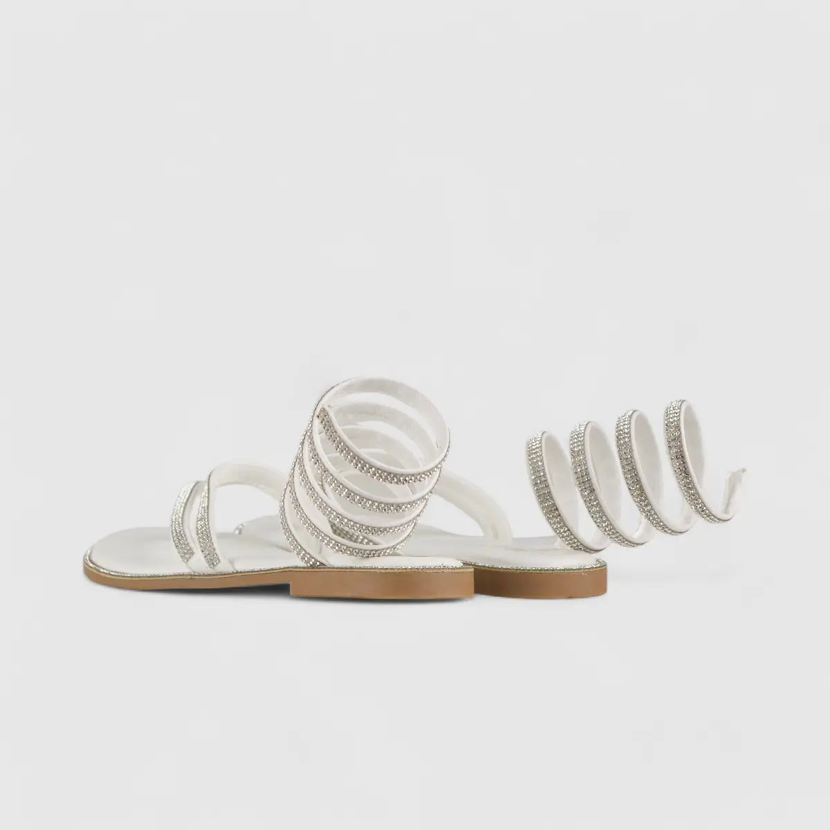 Bulbul Flat Bling Sandal White LU002 Sandals | familyshoecentre