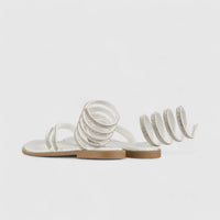 Bulbul Flat Bling Sandal White LU002 Sandals | familyshoecentre