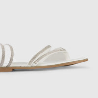 Bulbul Flat Bling Sandal White LU002 Sandals | familyshoecentre