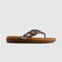 Bulbul Flat Bling Slide Sandal Pewter HAR009 Sandals | familyshoecentre