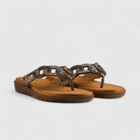 Bulbul Flat Bling Slide Sandal Pewter HAR009 Sandals | familyshoecentre