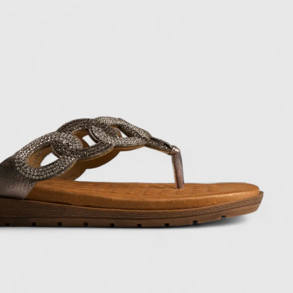 Bulbul Flat Bling Slide Sandal Pewter HAR009 Sandals | familyshoecentre
