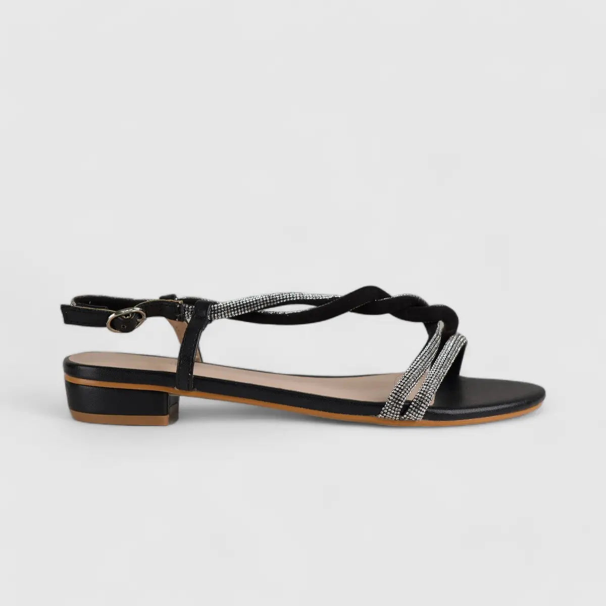 Bulbul Flat Bling  Sandal Black HAR013 Sandals | familyshoecentre