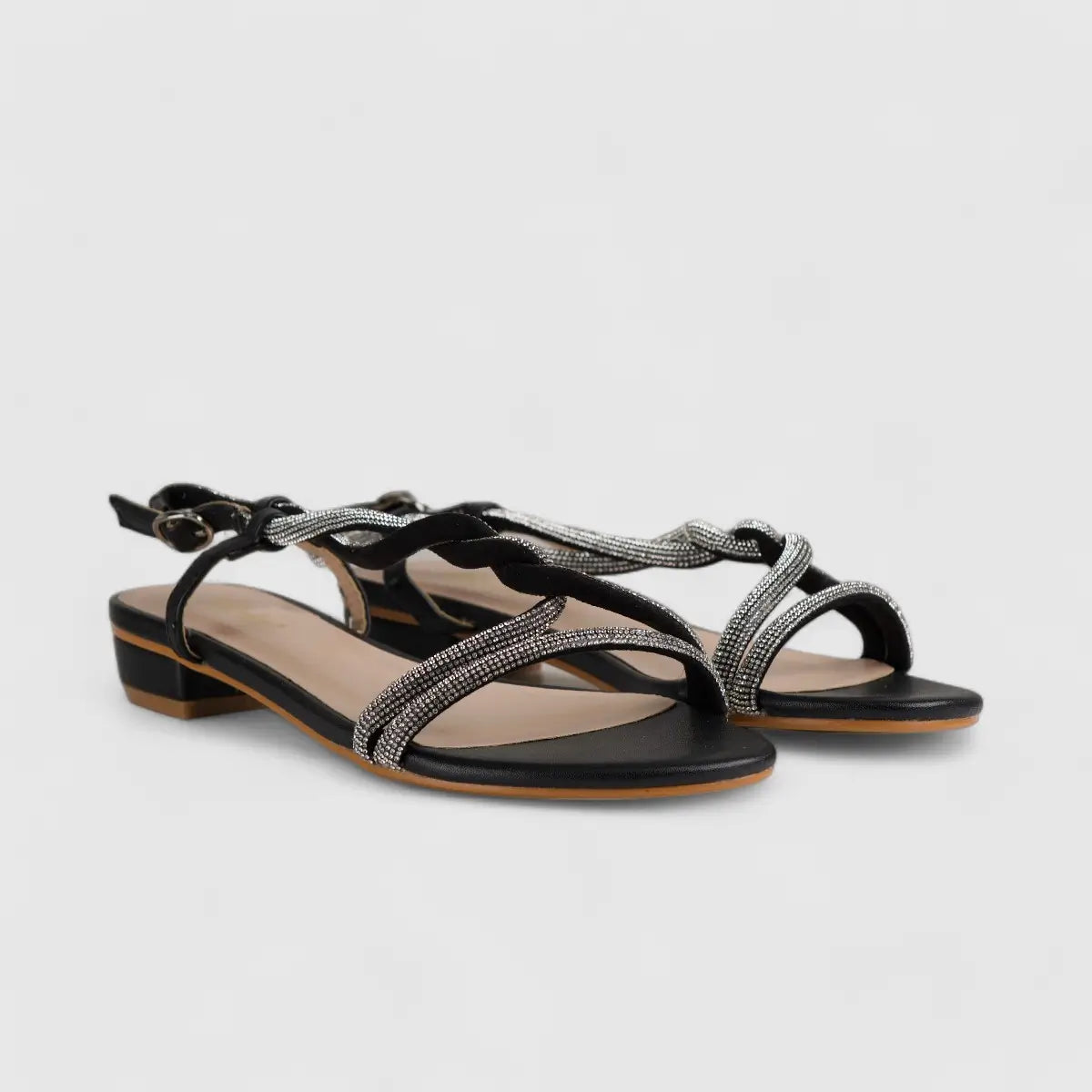 Bulbul Flat Bling  Sandal Black HAR013 Sandals | familyshoecentre