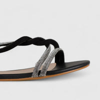 Bulbul Flat Bling  Sandal Black HAR013 Sandals | familyshoecentre