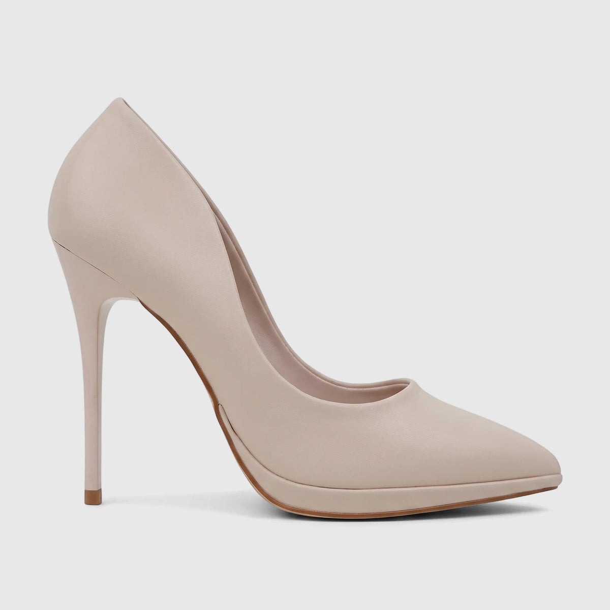 Bulbul ladies' beige dress court shoe with a pointed toe and stiletto heel, photographed from a side angle.