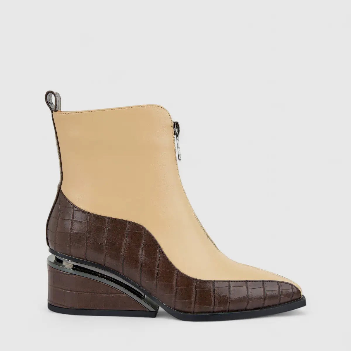 Bulbul Ladies Block Heel Ankle Boot Brown/Beige CAR26-5