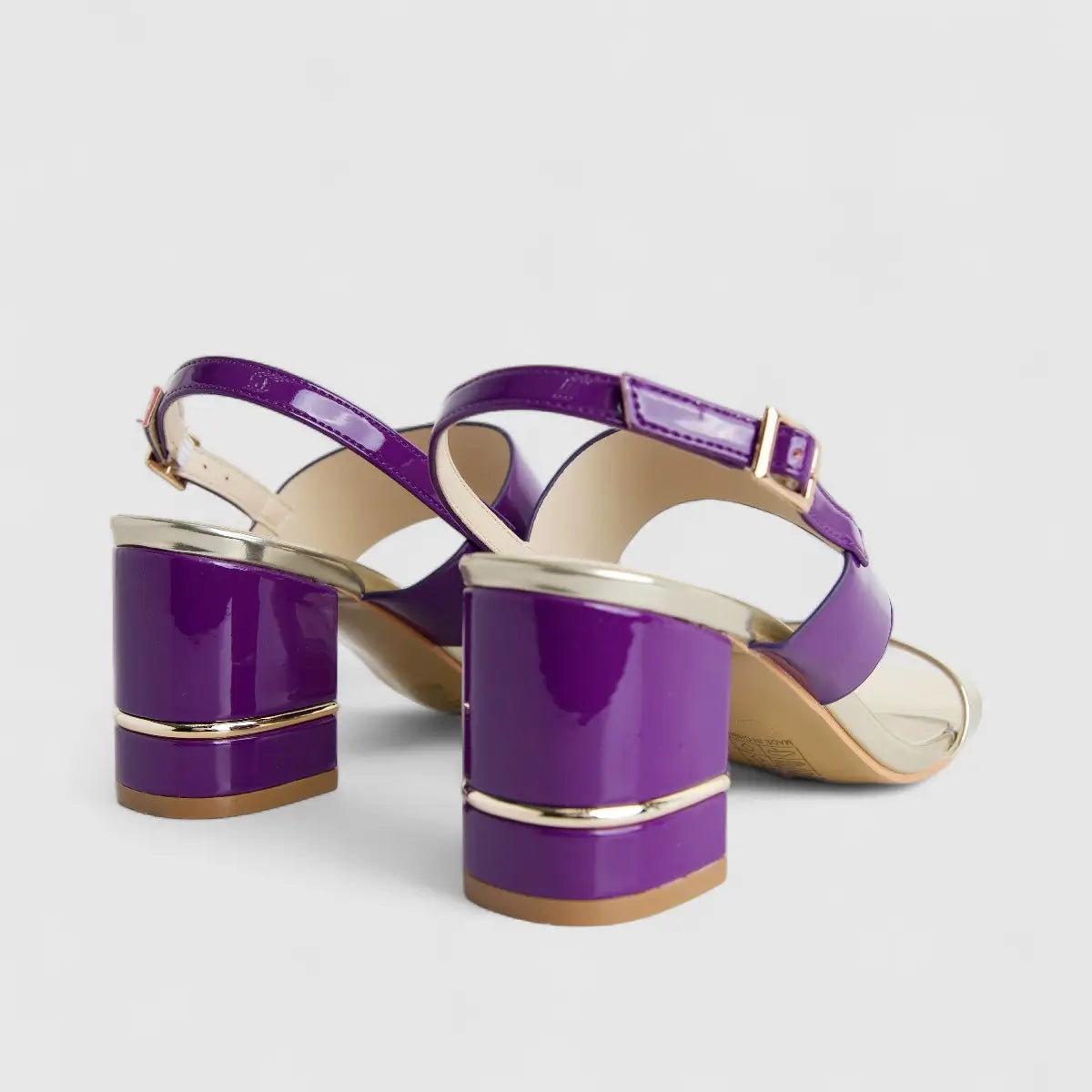 Bulbul Ladies Block Heel Sandal Gold Dark Purple HAR075