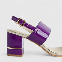 Bulbul Ladies Block Heel Sandal Gold Dark Purple HAR075