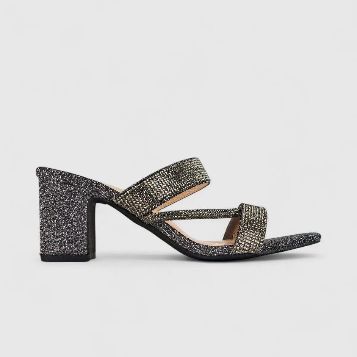 Bulbul Ladies Evening Block Heel Sandal HAR029 Pewter