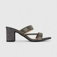 Bulbul Ladies Evening Block Heel Sandal HAR029 Pewter