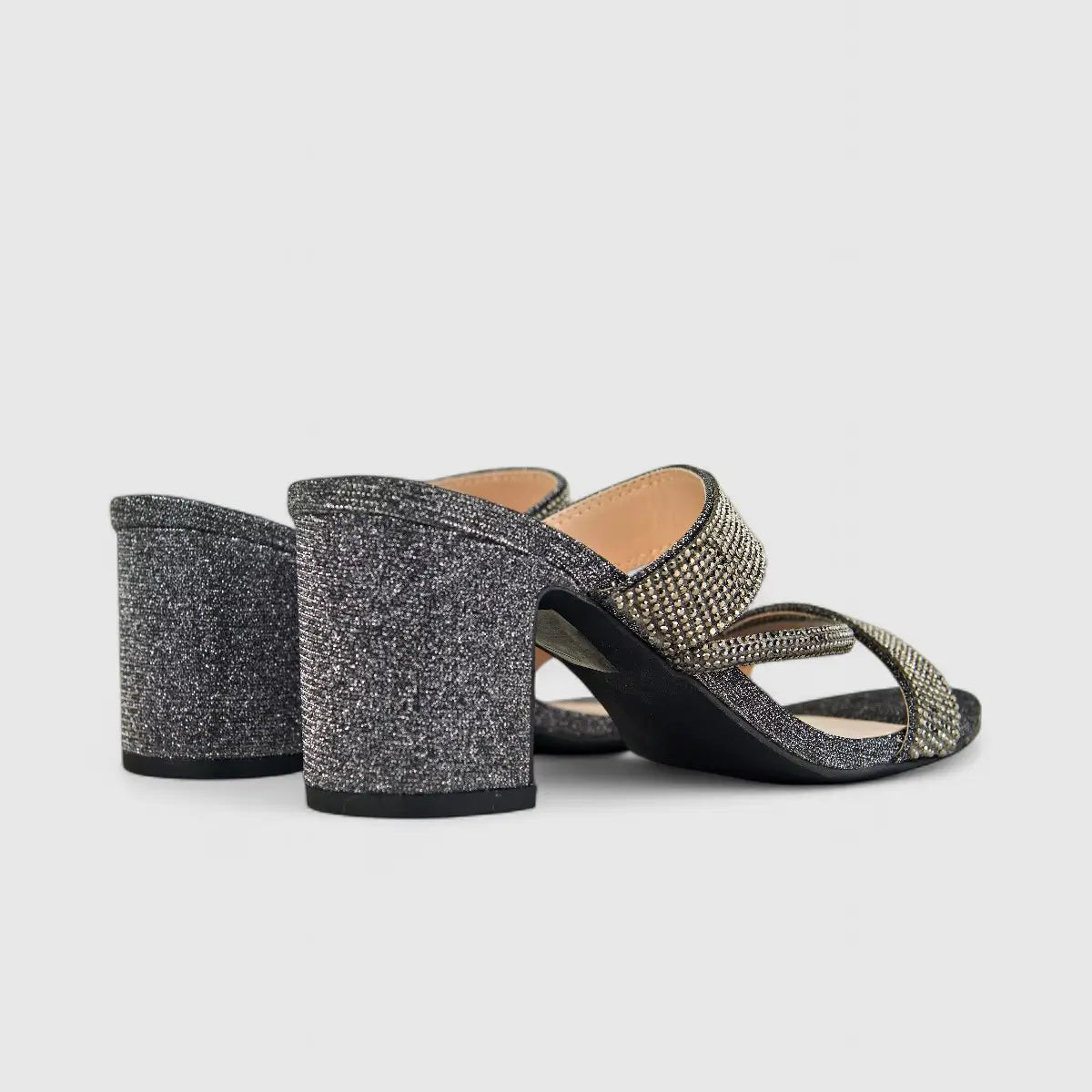 Bulbul Ladies Evening Block Heel Sandal HAR029 Pewter