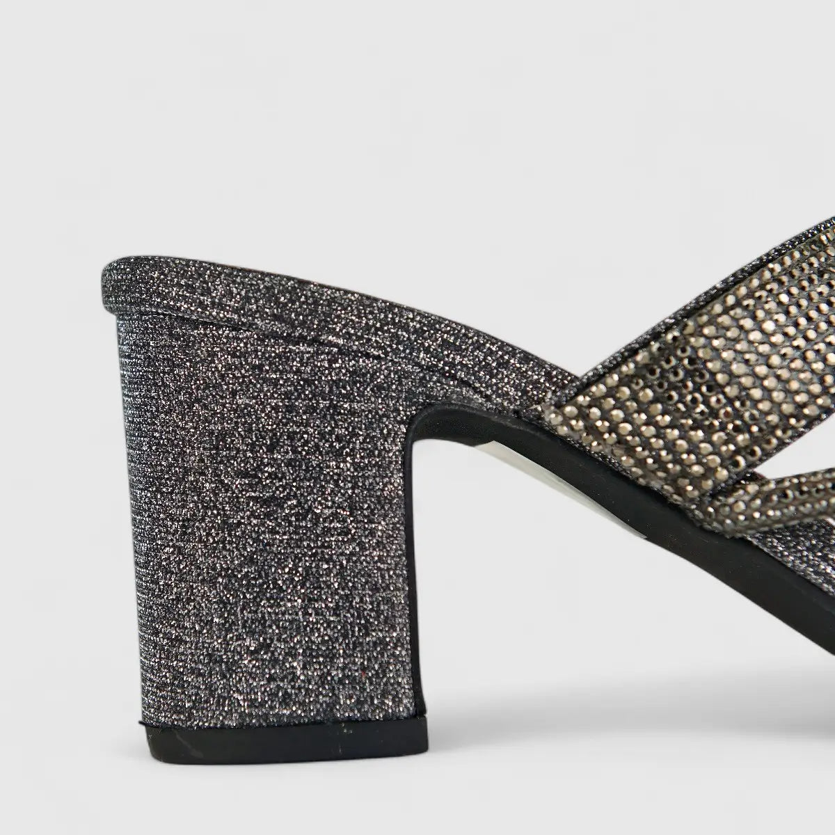 Bulbul Ladies Evening Block Heel Sandal HAR029 Pewter