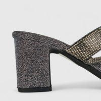 Bulbul Ladies Evening Block Heel Sandal HAR029 Pewter