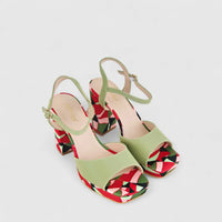 Bulbul Ladies Block Heel Sandal HAR046 Green Multi