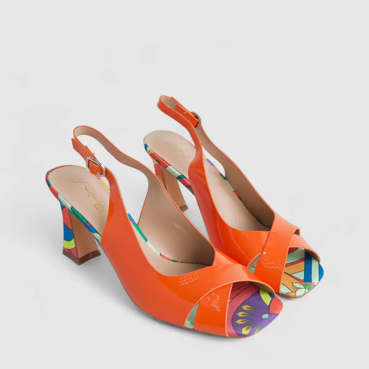 Bulbul Ladies Casual Block Heel Sandal Orange HAR063