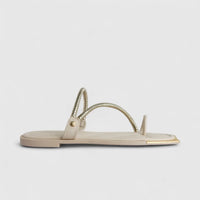 Bulbul Ladies Casual Flat Sandal Cream HAR077