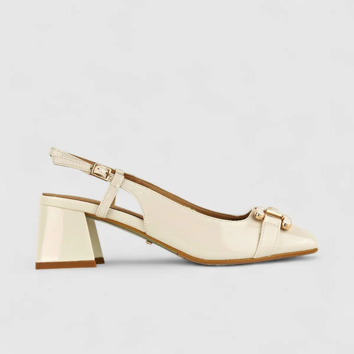 Bulbul Ladies Block Heel Sandal CAR-007 Off White