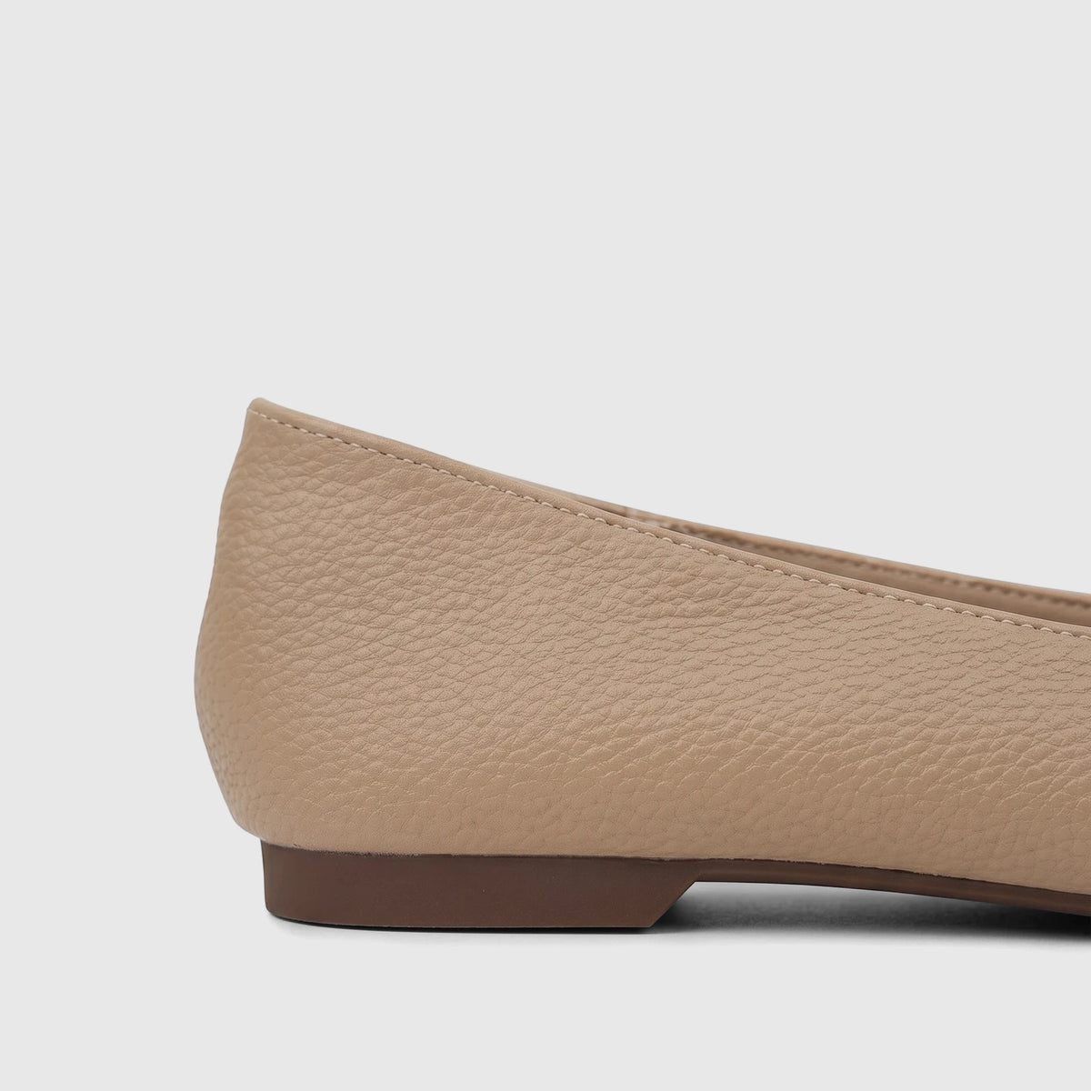 Bulbul Ladies Casual Pump Beige HAR119, side view showing textured leather, flat sole, and stitched details.
