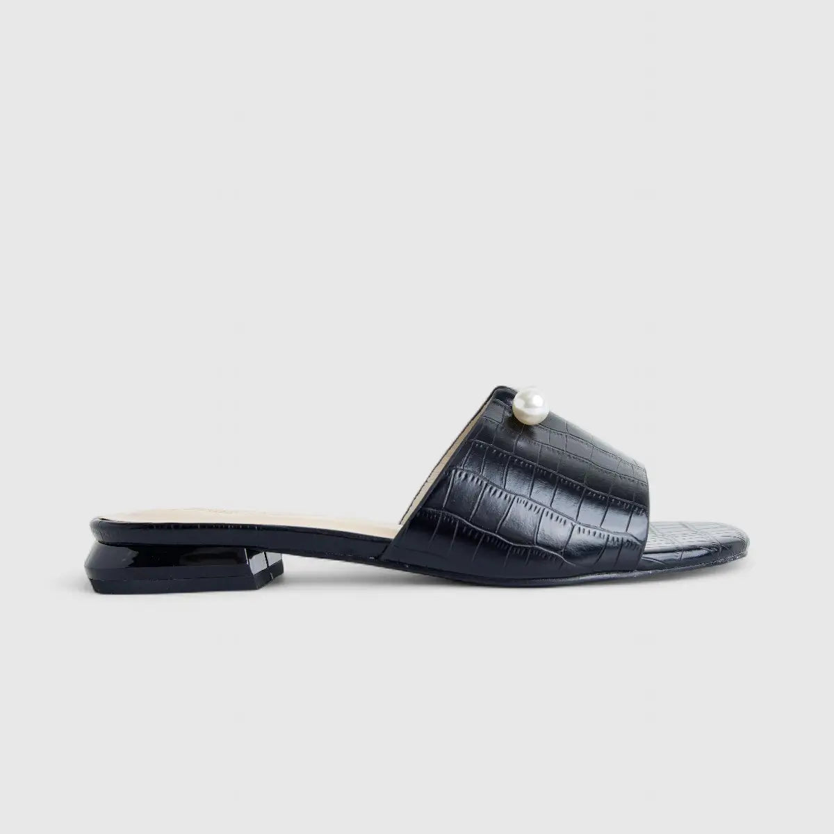 Bulbul Ladies Casual Slide With Pearl Black HAR061