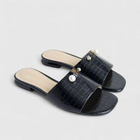 Bulbul Ladies Casual Slide With Pearl Black HAR061
